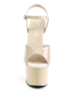 Pleaser Direct Adore 709 Cream Patent Platform Heels
