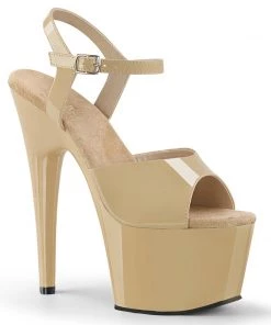 Pleaser Direct Adore 709 Cream Patent Platform Heels