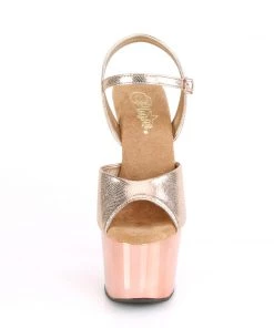 Pleaser Direct Adore 709 Rose Gold Chrome Pole Dancing Platform Heels