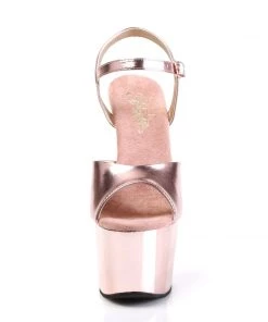 Pleaser Direct Larger Size Shoes Adore 709 Rose Gold Vegan Platform Heels
