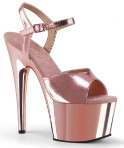 Pleaser Direct Larger Size Shoes Adore 709 Rose Gold Vegan Platform Heels