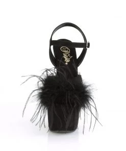 Pleaser Direct Adore 709F Black Marabou Feather Platform Heels Platform Shoes