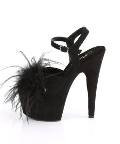 Pleaser Direct Adore 709F Black Marabou Feather Platform Heels Platform Shoes