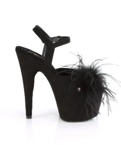 Pleaser Direct Adore 709F Black Marabou Feather Platform Heels Platform Shoes