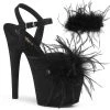 Pleaser Direct Adore 709F Black Marabou Feather Platform Heels Platform Shoes