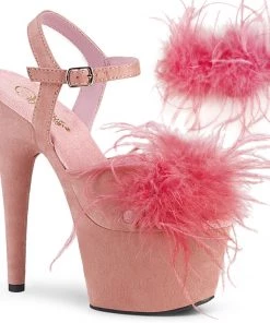 Pleaser Direct Adore 709F Pink Marabou Feather Platform Heels