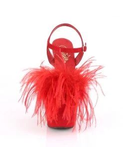 Pleaser Direct Adore 709F Red Marabou Feather Platform Heels