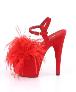 Pleaser Direct Adore 709F Red Marabou Feather Platform Heels