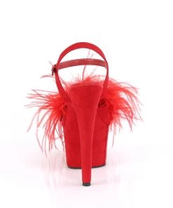 Pleaser Direct Adore 709F Red Marabou Feather Platform Heels