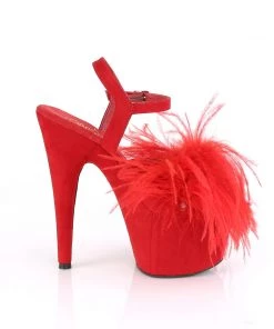 Pleaser Direct Adore 709F Red Marabou Feather Platform Heels