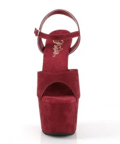 Pleaser Direct Adore 709FS Burgundy Faux Suede Vegan Platforms Platform Shoes