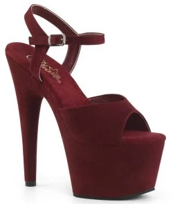 Pleaser Direct Adore 709FS Burgundy Faux Suede Vegan Platforms Platform Shoes