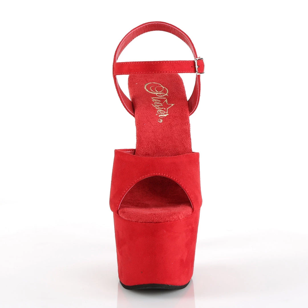 Pleaser Direct Adore 709FS Red Faux Suede Platforms 2 Pleaser Direct Adore 709FS Red Faux Suede Platforms