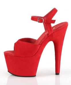 Pleaser Direct Adore 709FS Red Faux Suede Platforms 7 Pleaser Direct Adore 709FS Red Faux Suede Platforms