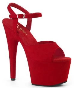 Pleaser Direct Adore 709FS Red Faux Suede Platforms