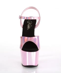 Pleaser Direct Larger Size Shoes Adore 709HGCH Pink Hologram And Chrome Platforms