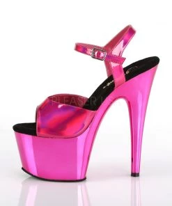 Pleaser Direct Adore 709HGCH Hot Pink Hologram And Chrome Platforms