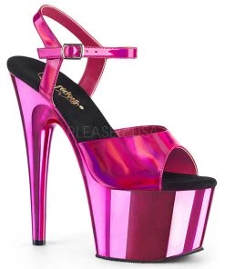 Pleaser Direct Adore 709HGCH Hot Pink Hologram And Chrome Platforms