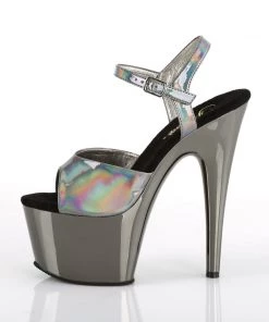 Pleaser Direct Adore 709HGCH Pewter Hologram And Chrome Platforms