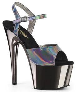 Pleaser Direct Adore 709HGCH Pewter Hologram And Chrome Platforms