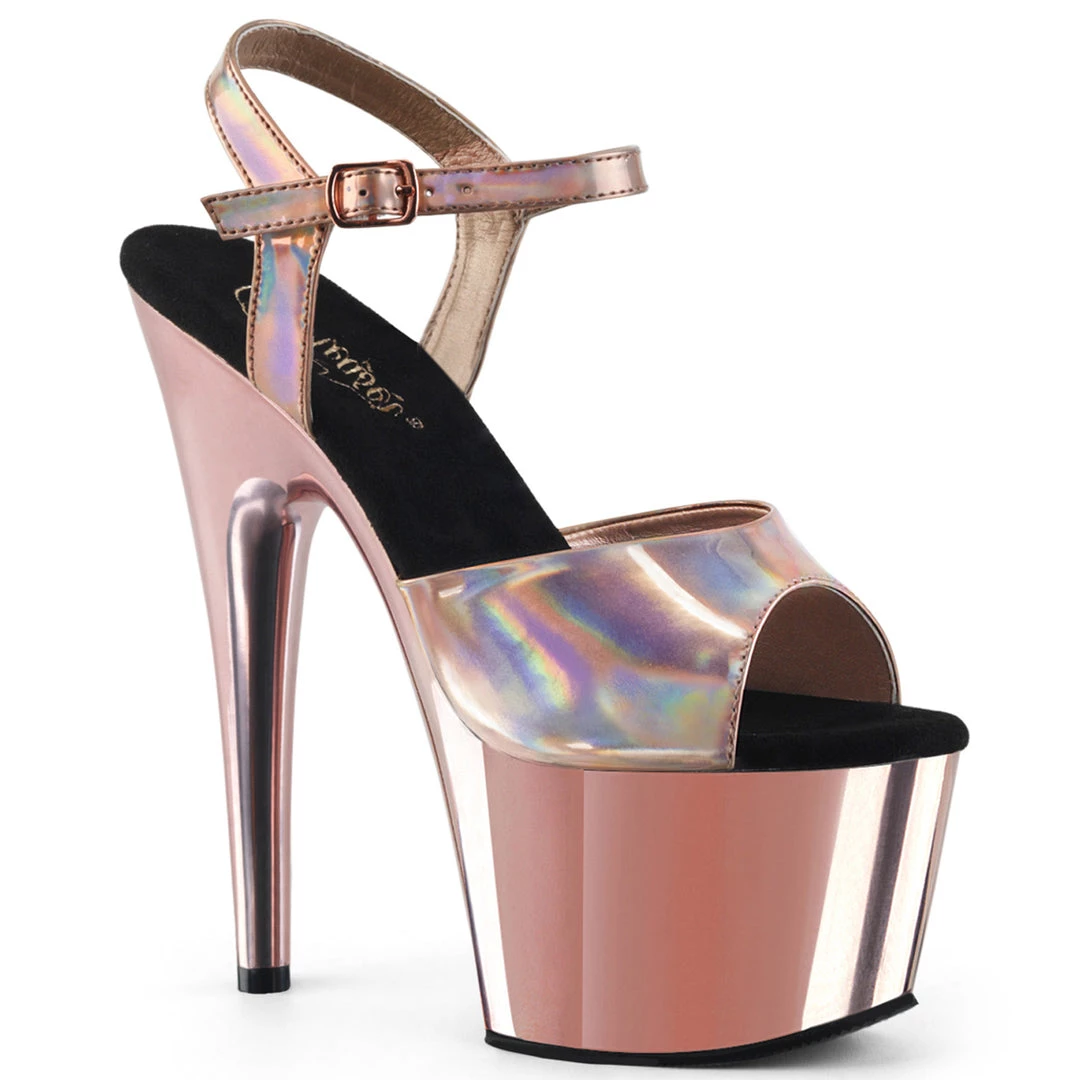 Pleaser Direct Larger Size Shoes Adore 709HGCH Rose Gold Hologram And Chrome Platforms 1 Pleaser Direct Larger Size Shoes Adore 709HGCH Rose Gold Hologram And Chrome Platforms