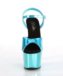 Pleaser Direct Adore 709HGCH Teal Hologram And Chrome Platforms Larger Size Shoes