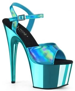 Pleaser Direct Adore 709HGCH Teal Hologram And Chrome Platforms Larger Size Shoes