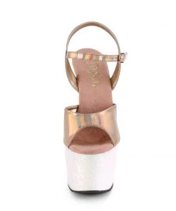 Pleaser Direct Adore 709HGG Rose Gold Holographic Glitter Platforms Larger Size Shoes