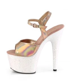 Pleaser Direct Adore 709HGG Rose Gold Holographic Glitter Platforms Larger Size Shoes