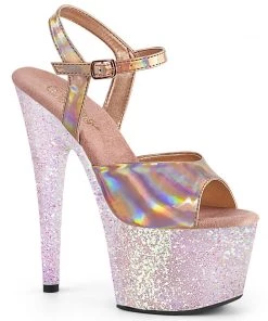 Pleaser Direct Adore 709HGG Rose Gold Holographic Glitter Platforms Larger Size Shoes