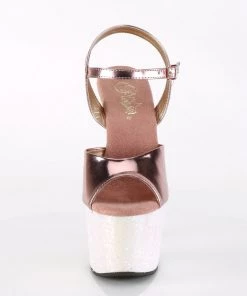 Pleaser Direct Adore 709LG Rose Gold & Opal Glitter Platforms