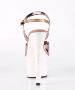 Pleaser Direct Adore 709LG Rose Gold & Opal Glitter Platforms