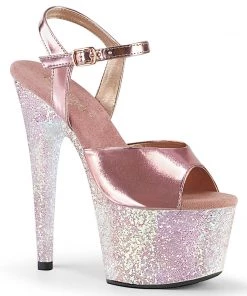 Pleaser Direct Adore 709LG Rose Gold & Opal Glitter Platforms