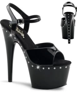 Pleaser Direct Larger Size Shoes Adore 709LS Black With Rhinestone Platform