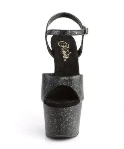 Pleaser Direct Larger Size Shoes Adore 709MMG Black Glitter Platforms