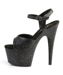 Pleaser Direct Larger Size Shoes Adore 709MMG Black Glitter Platforms