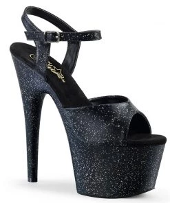 Pleaser Direct Larger Size Shoes Adore 709MMG Black Glitter Platforms