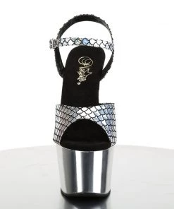 Pleaser Direct Larger Size Shoes Adore 709MSC Silver Mermaid Glitter Platform