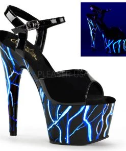 Pleaser Direct Platform Shoes Adore 709NLB UV Electric Blue UV Platforms