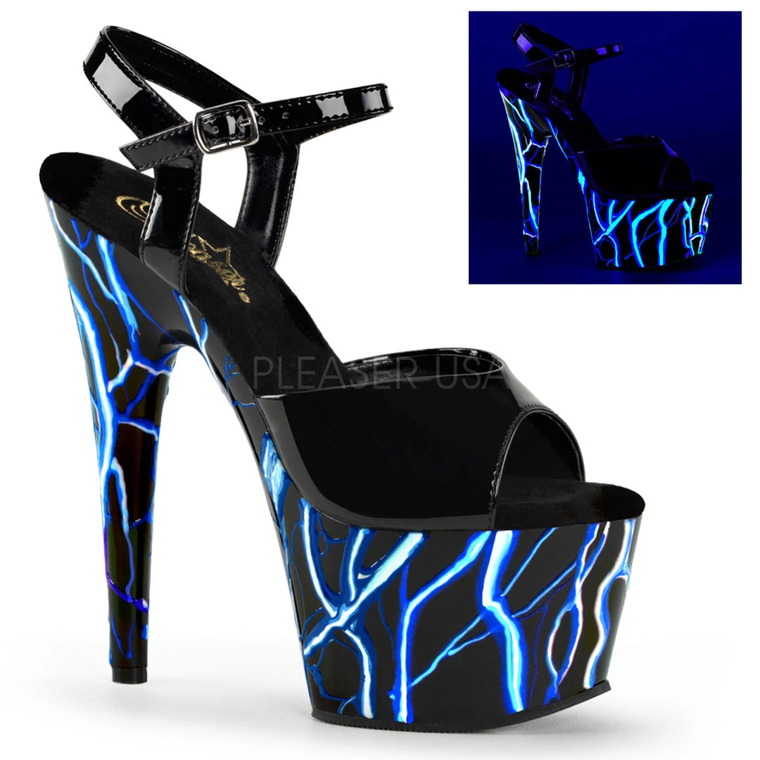 Pleaser Direct Platform Shoes Adore 709NLB UV Electric Blue UV Platforms 1 Pleaser Direct Platform Shoes Adore 709NLB UV Electric Blue UV Platforms
