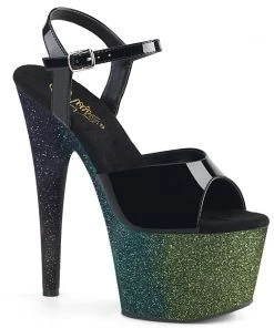 Pleaser ADORE 709OMBRE Black / Green Vegan 7" - 7 1/2" Heel