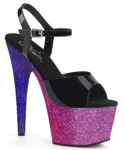 Pleaser Larger Size Shoes ADORE 709OMBRE Pink / Blue Vegan 7" - 7 1/2" Heel