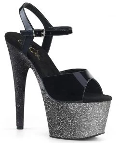 Pleaser Direct Larger Size Shoes Adore 709Ombre Silver Glitter Platforms