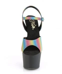 Pleaser Direct Larger Size Shoes Adore 709REFL-02 Rainbow And Black Platforms High Heels