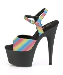 Pleaser Direct Larger Size Shoes Adore 709REFL-02 Rainbow And Black Platforms High Heels