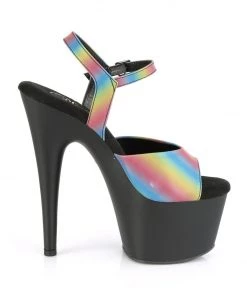 Pleaser Direct Larger Size Shoes Adore 709REFL-02 Rainbow And Black Platforms High Heels