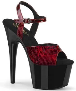 Pleaser Direct Larger Size Shoes Adore 709SP Red Snake Skin Platforms