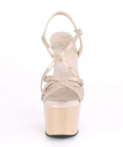 Pleaser Direct Platform Shoes Adore 713 Cream Criss Cross Strap Platforms