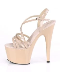 Pleaser Direct Platform Shoes Adore 713 Cream Criss Cross Strap Platforms