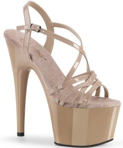 Pleaser Direct Platform Shoes Adore 713 Cream Criss Cross Strap Platforms